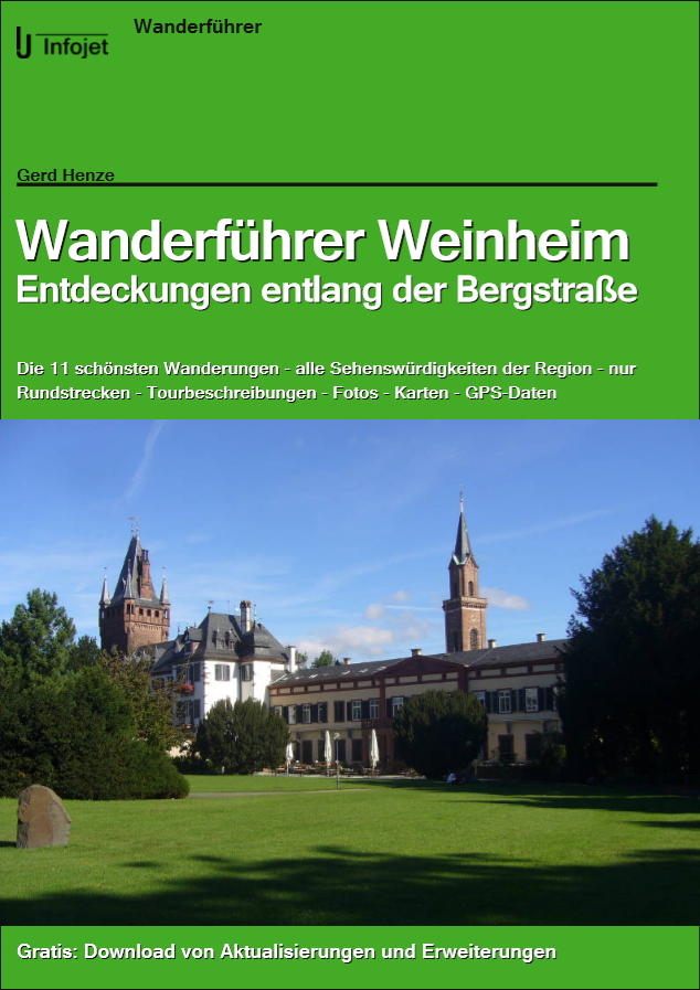 11 ausgewählte Genusswanderungen führen zu den Sehenswürdigkeiten in und rund um die Zweiburgen-Stadt Weinheim an der Bergstraße.
